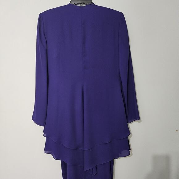 Lillie Rubin Purple Evening Formal Maxi Two Piece Dress Cardigan Size 8 Occasion - Picture 12 of 16